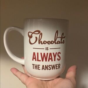 White Mug with “Chocolate is Always the Answer” Stoneware Mug